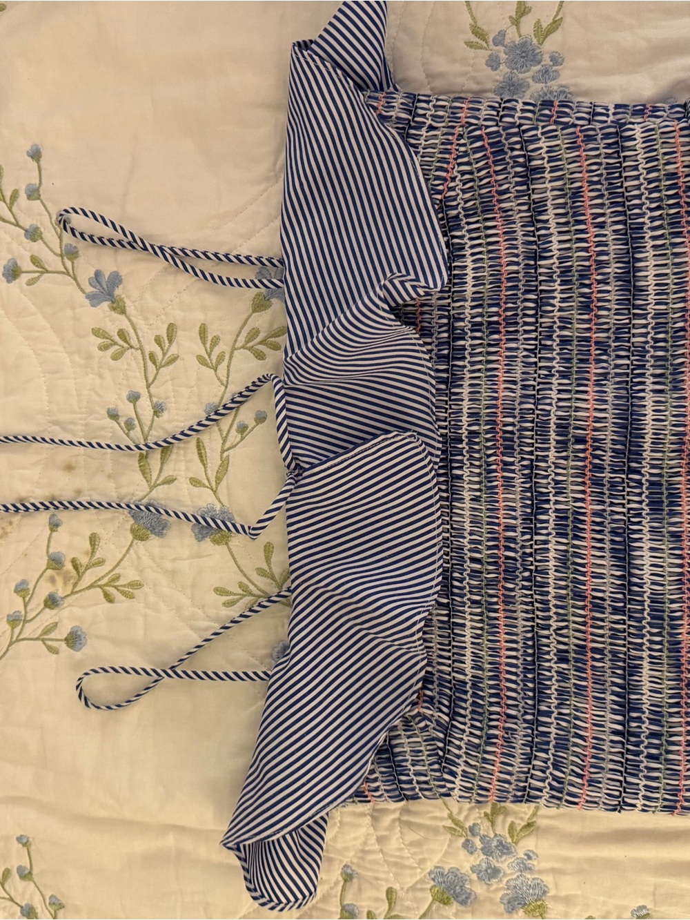 Endless Rose Blue and White Striped Smocked Tube Top